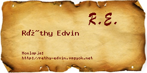 Réthy Edvin névjegykártya